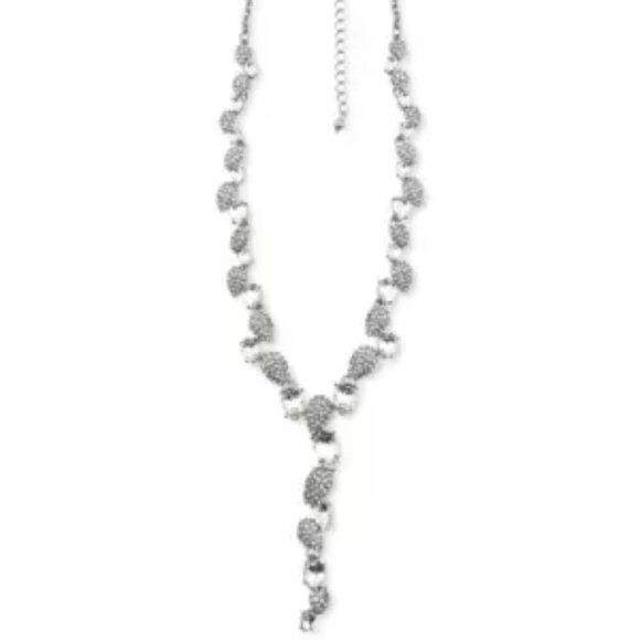 INC Crystal Teardrop Lariat Necklace in Silver-Tone NWT MSRP $55 - Picture 1 of 7